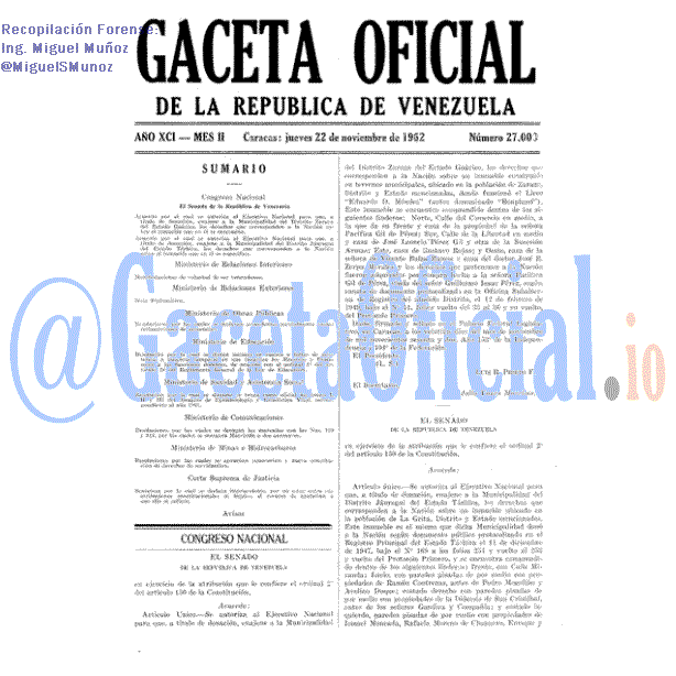 Gaceta Oficial 27008 del 22 Noviembre 1962