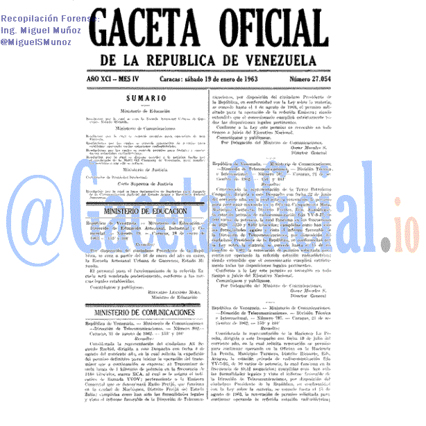 Gaceta Oficial 27054 del 19 Enero 1963