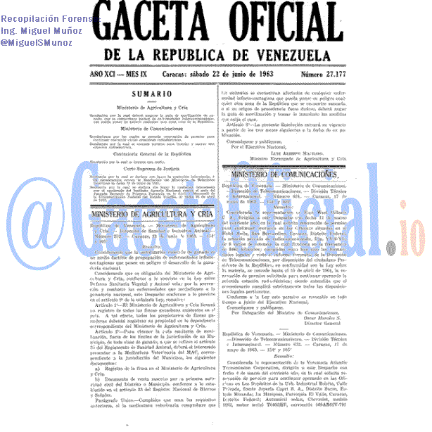 Gaceta Oficial 27177 del 22 Junio 1963