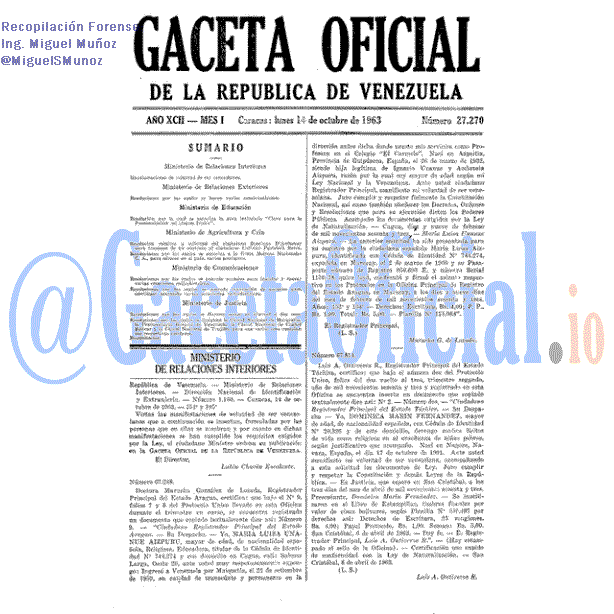 Gaceta Oficial 27270 del 14 Octubre 1963