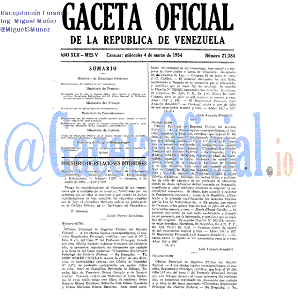 Gaceta Oficial 27384 del 4 Marzo 1964