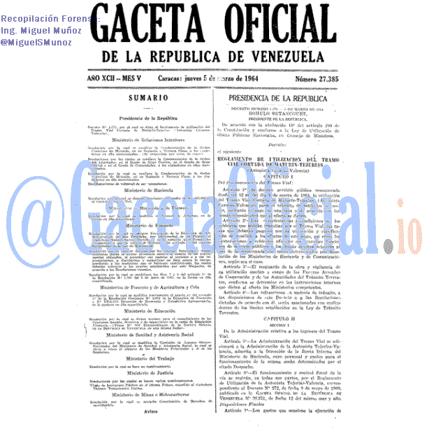 Gaceta Oficial 27385 del 5 Marzo 1964