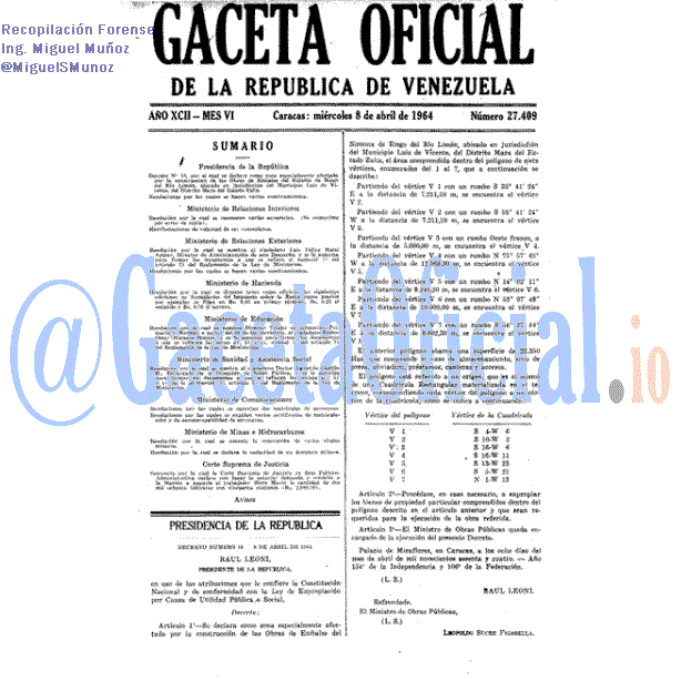Gaceta Oficial 27409 del 8 Abril 1964