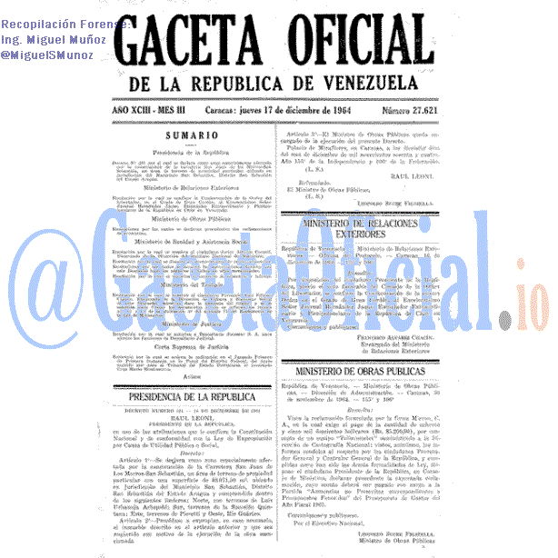Gaceta Oficial 27621 del 17 Diciembre 1964