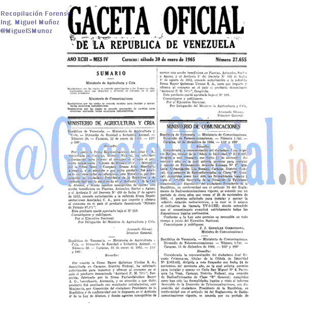 Gaceta Oficial 27655 del 30 Enero 1965