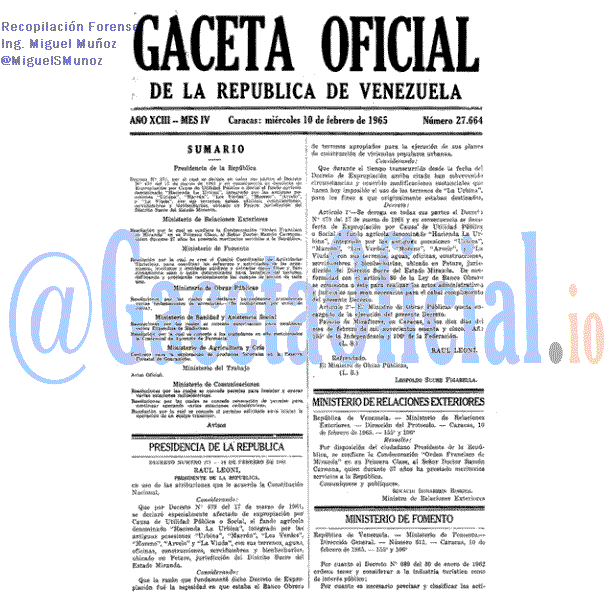 Gaceta Oficial 27664 del 10 Febrero 1965