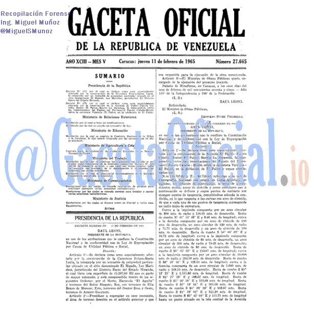 Gaceta Oficial 27665 del 11 Febrero 1965