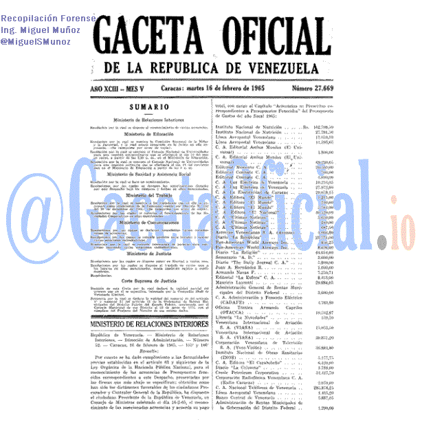 Gaceta Oficial 27669 del 16 Febrero 1965