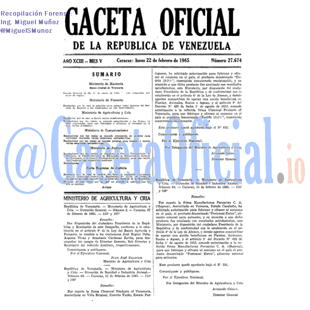 Gaceta Oficial 27674 del 22 Febrero 1965