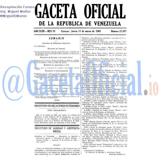 Gaceta Oficial 27687 del 11 Marzo 1965
