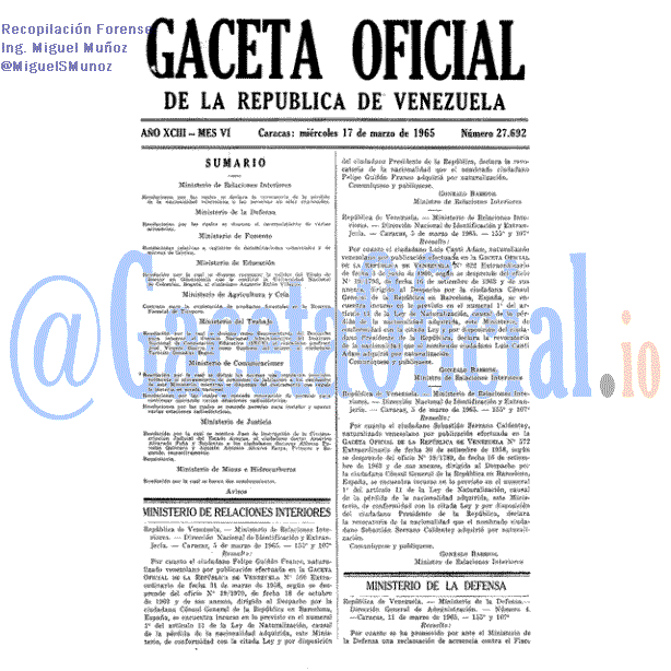 Gaceta Oficial 27692 del 17 Marzo 1965