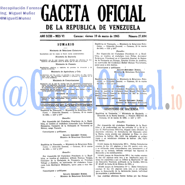 Gaceta Oficial 27694 del 19 Marzo 1965