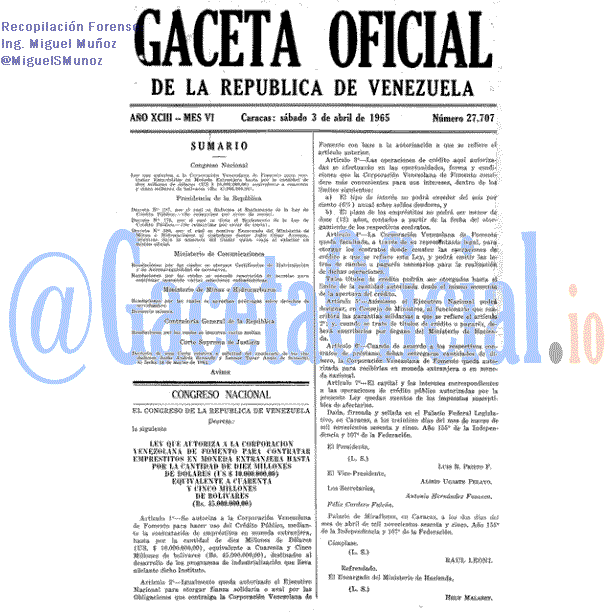 Gaceta Oficial 27707 del 3 Abril 1965