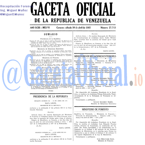 Gaceta Oficial 27713 del 10 Abril 1965
