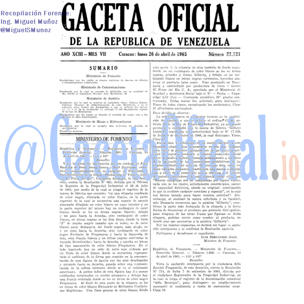 Gaceta Oficial 27721 del 26 Abril 1965