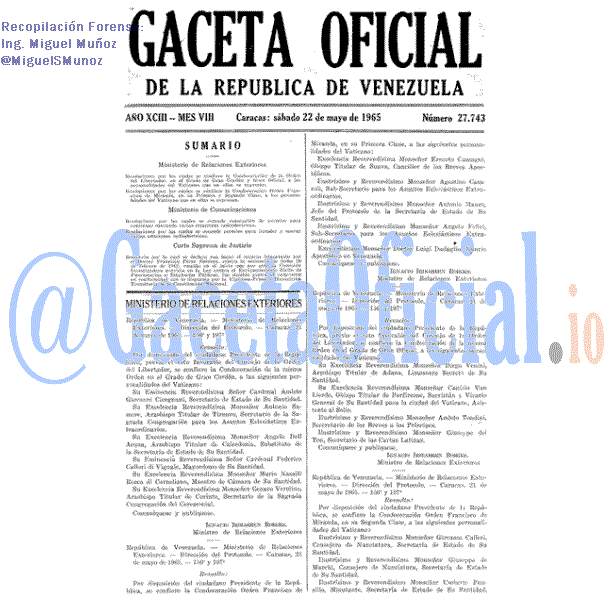 Gaceta Oficial 27743 del 22 Mayo 1965