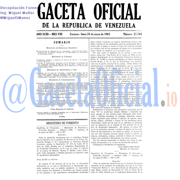 Gaceta Oficial 27744 del 24 Mayo 1965