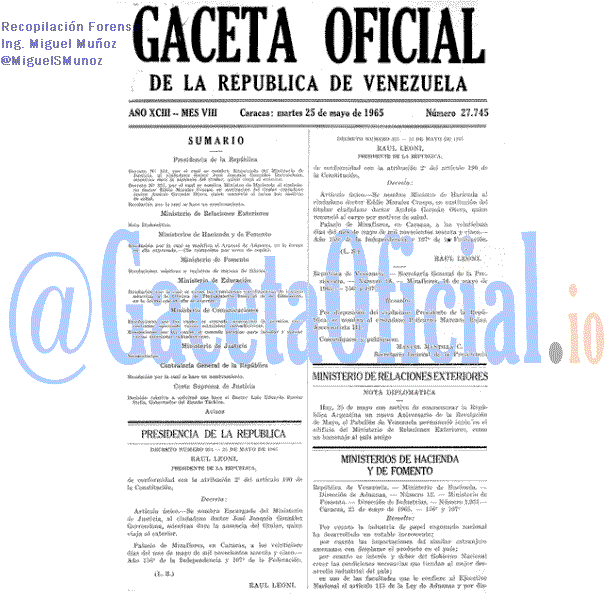 Gaceta Oficial 27745 del 25 Mayo 1965