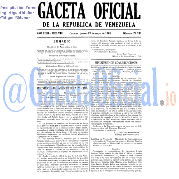Gaceta Oficial 27747 del 27 Mayo 1965