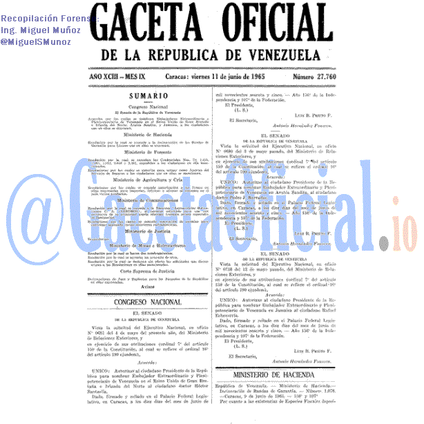 Gaceta Oficial 27760 del 11 Junio 1965