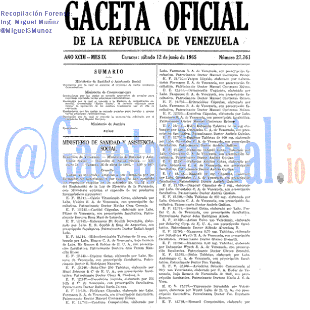 Gaceta Oficial 27761 del 12 Junio 1965