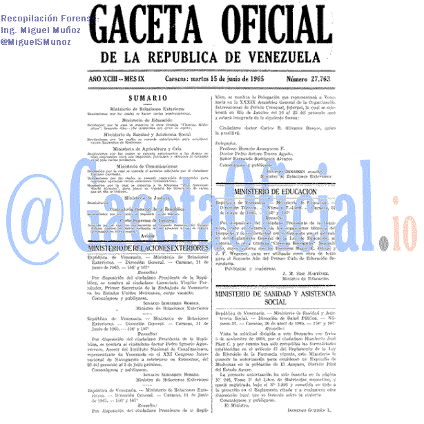 Gaceta Oficial 27763 del 15 Junio 1965