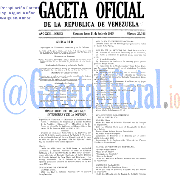 Gaceta Oficial 27768 del 21 Junio 1965