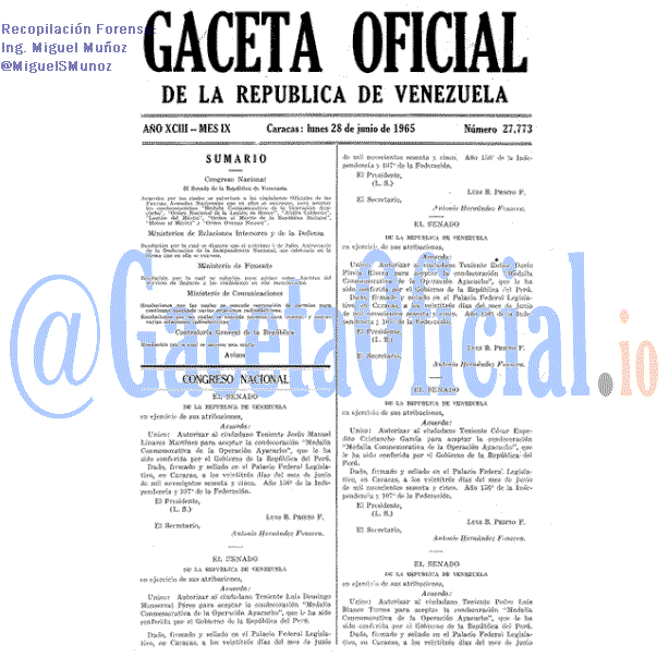 Gaceta Oficial 27773 del 28 Junio 1965