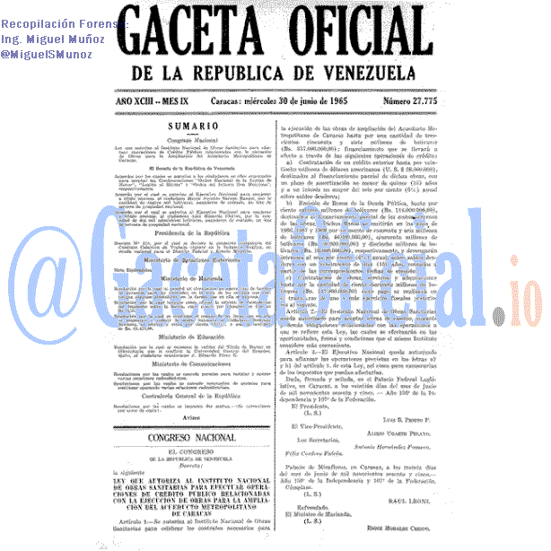 Gaceta Oficial 27775 del 30 Junio 1965
