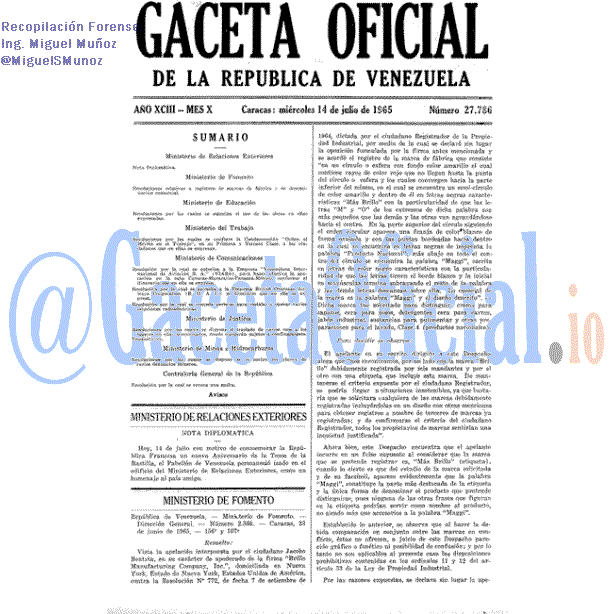 Gaceta Oficial 27786 del 14 Julio 1965