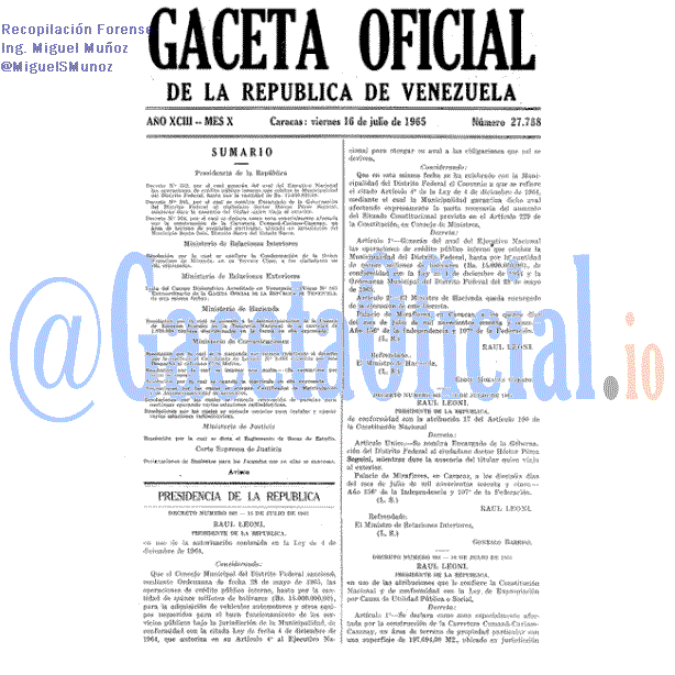 Gaceta Oficial 27788 del 16 Julio 1965