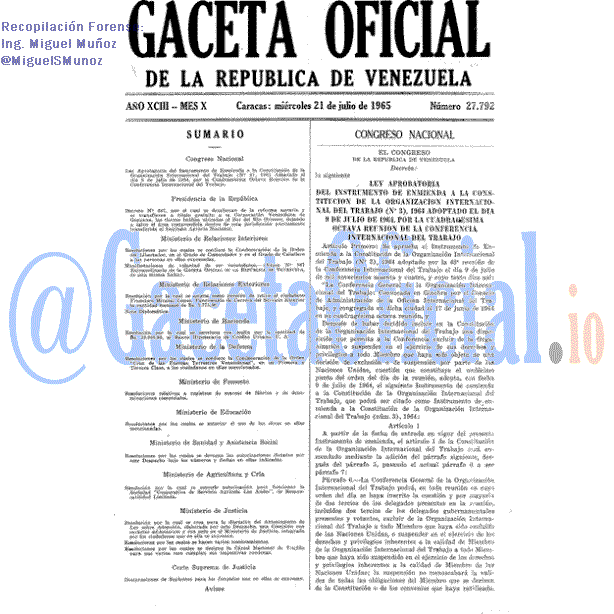 Gaceta Oficial 27792 del 21 Julio 1965