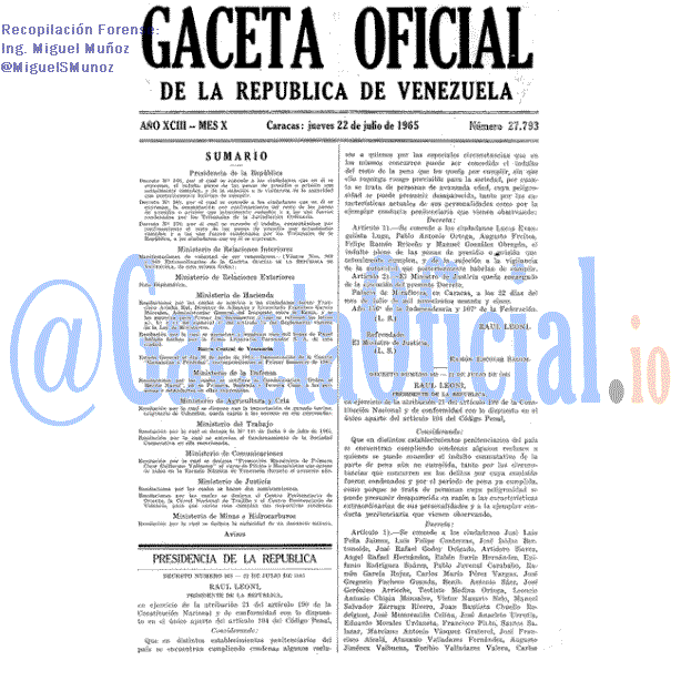 Gaceta Oficial 27793 del 22 Julio 1965