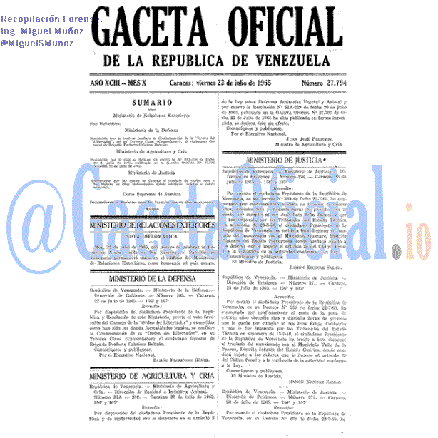 Gaceta Oficial 27794 del 23 Julio 1965