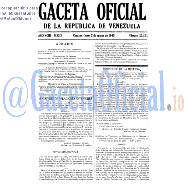 Gaceta Oficial 27801 del 2 Agosto 1965