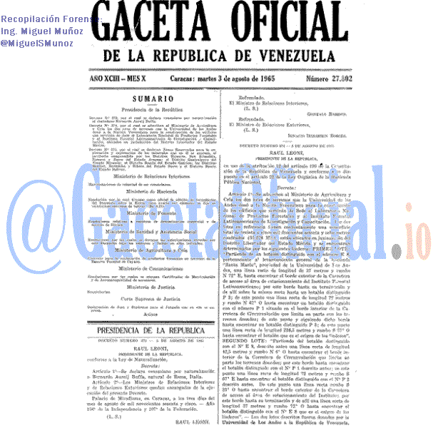 Gaceta Oficial 27802 del 3 Agosto 1965
