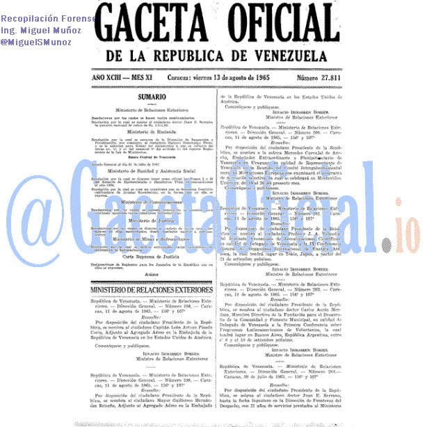Gaceta Oficial 27811 del 13 Agosto 1965