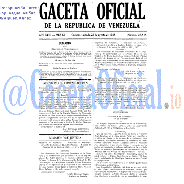 Gaceta Oficial 27818 del 21 Agosto 1965