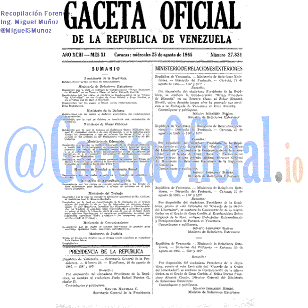 Gaceta Oficial 27821 del 25 Agosto 1965