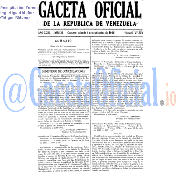 Gaceta Oficial 27830 del 4 Septiembre 1965