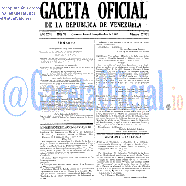 Gaceta Oficial 27831 del 6 Septiembre 1965