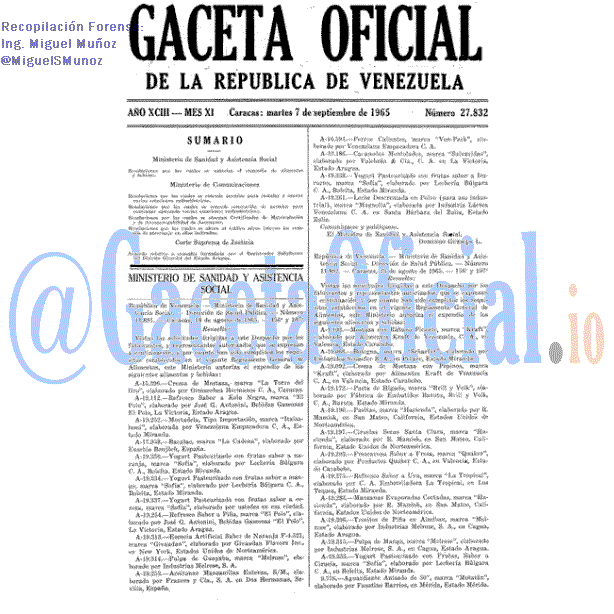 Gaceta Oficial 27832 del 7 Septiembre 1965