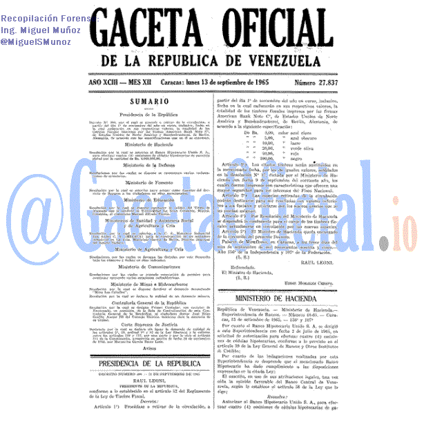 Gaceta Oficial 27837 del 13 Septiembre 1965