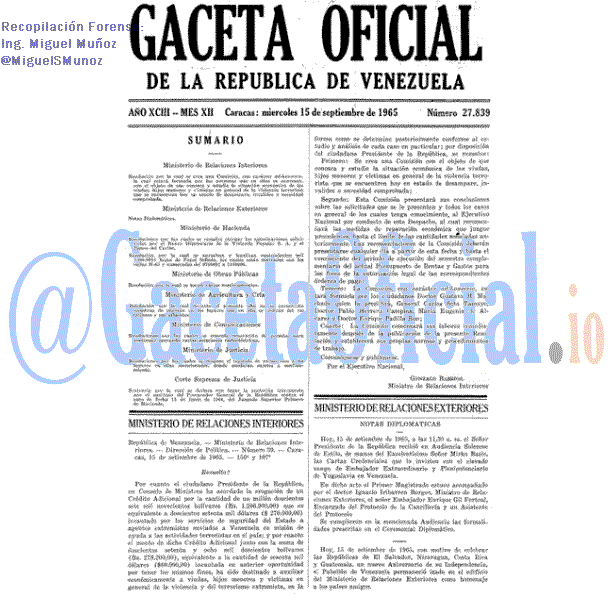 Gaceta Oficial 27839 del 15 Septiembre 1965