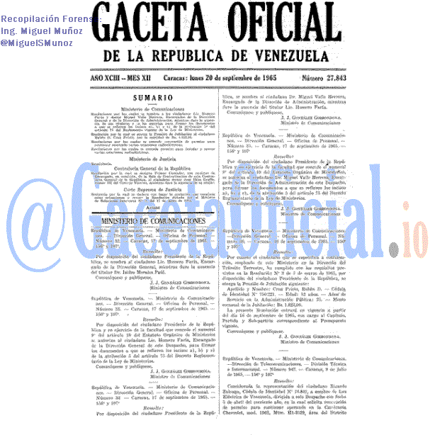 Gaceta Oficial 27843 del 20 Septiembre 1965