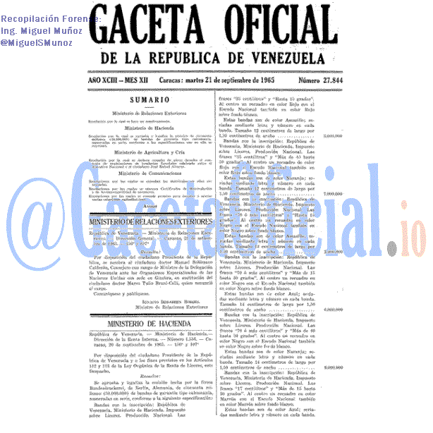 Gaceta Oficial 27844 del 21 Septiembre 1965