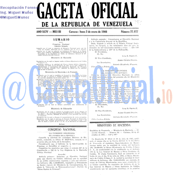 Gaceta Oficial 27927 del 3 Enero 1966