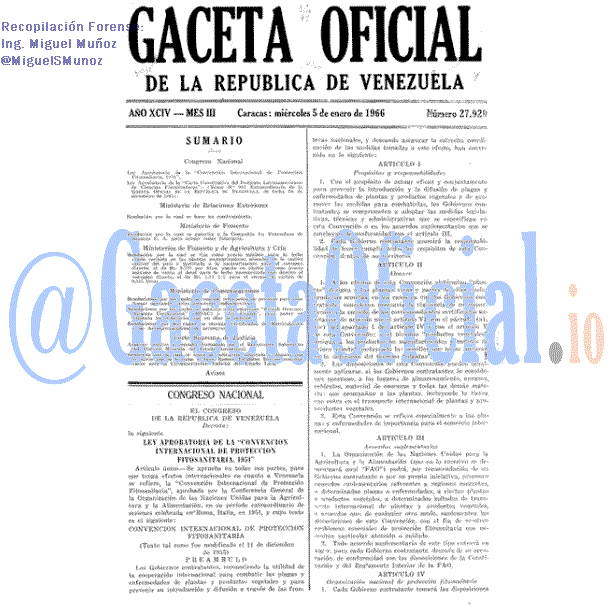 Gaceta Oficial 27929 del 5 Enero 1966