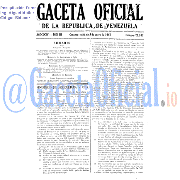 Gaceta Oficial 27932 del 8 Enero 1966