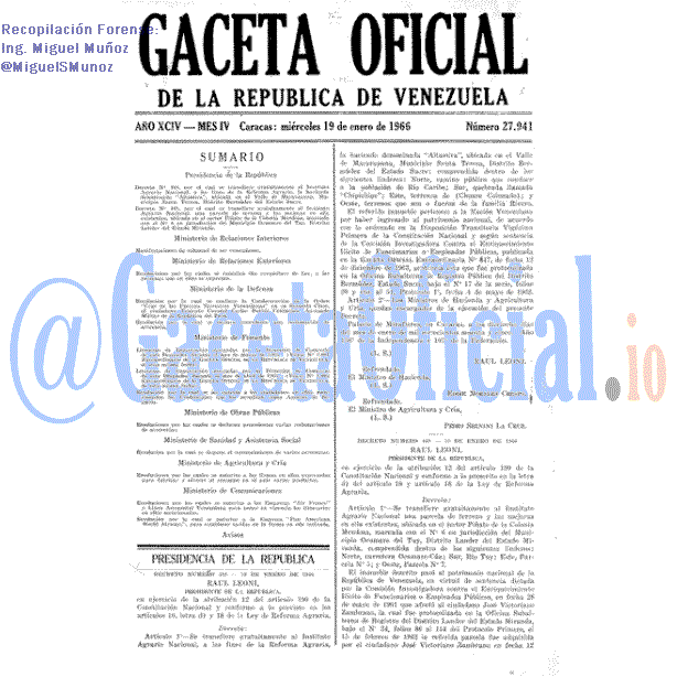 Gaceta Oficial 27941 del 19 Enero 1966